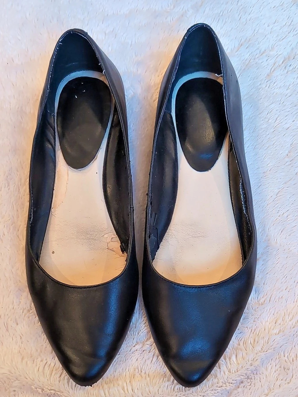Nine West Pointed-Toe Black Leather Flats US Size 10